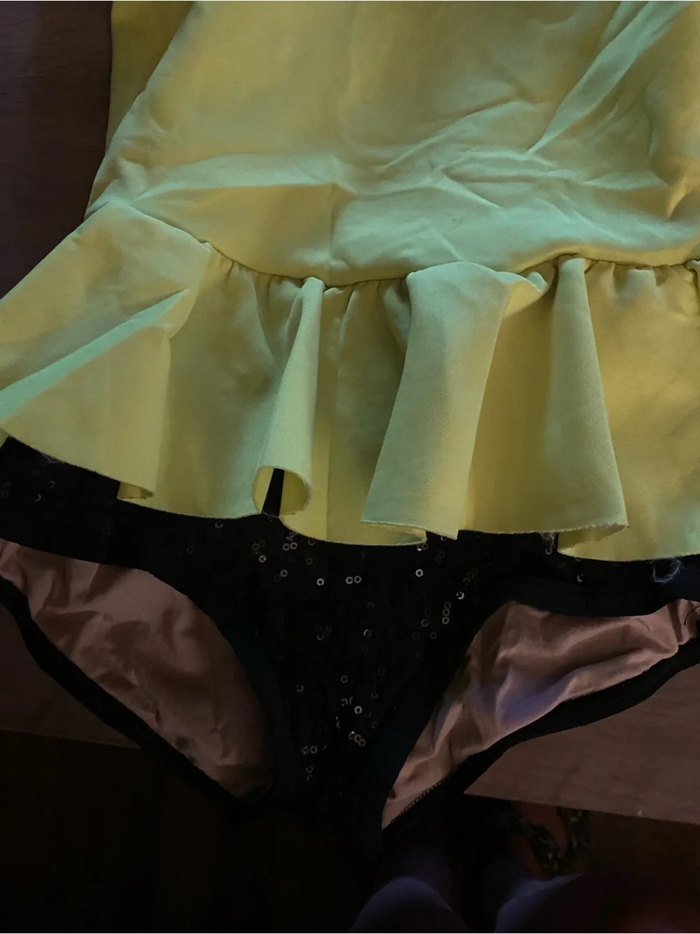 Kids Yellow and Black Sequin Dance Costume - medium child